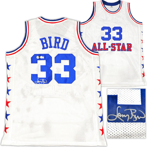 CELTICS LARRY BIRD AUTOGRAPHED WHITE ALL STAR JERSEY BECKETT WITNESS 233366