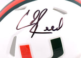 Ed Reed Autographed Miami Hurricanes Speed Mini Helmet- Beckett W Hologram