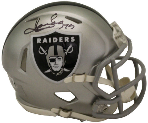 Howie Long Autographed/Signed Raiders Flash Mini Helmet Beckett 35685