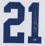 Deion Sanders Signed Dallas Cowboys 35x43 Framed Jersey (Beckett) HOF Def. Back