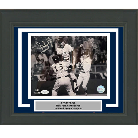 Framed Autographed/Signed Sparky Lyle New York Yankees 8x10 Photo JSA COA