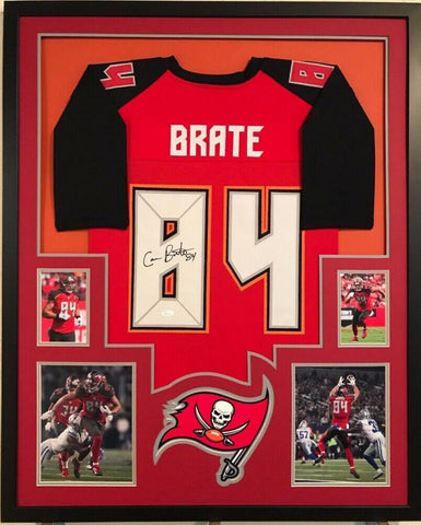 Cameron Brate Signed Tampa Bay Buccaneers 34x42 Custom Framed Jersey (JSA COA)