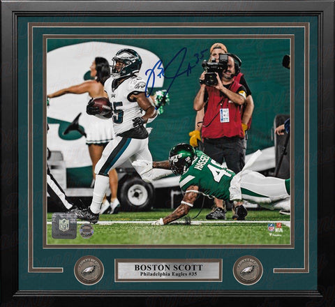 Boston Scott v Jets Philadelphia Eagles Autographed 11x14 Framed Photo JSA PSA