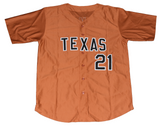 ROGER CLEMENS SIGNED TEXAS LONGHORNS #21 BASEBALL JERSEY W/ 1983 NATL CHAMPS