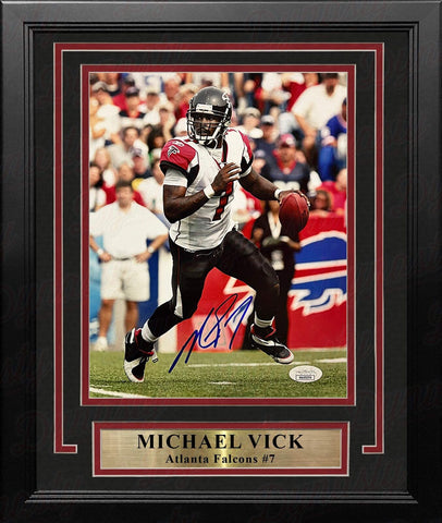 Michael Vick Action Atlanta Falcons Autographed 8x10 Framed Football Photo JSA