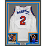 Framed Autographed/Signed Duece Miles McBride 35x39 White Jersey JSA COA