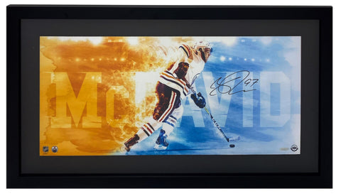 Connor McDavid Autographed "Fire Speed" 12" x 26" Framed Photo UDA