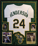 FRAMED IN SUEDE OAKLAND A'S RICKEY HENDERSON AUTOGRAPHED SIGNED JERSEY JSA COA