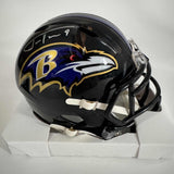 Autographed/Signed Justin Tucker Baltimore Ravens Mini Football Helmet BAS COA