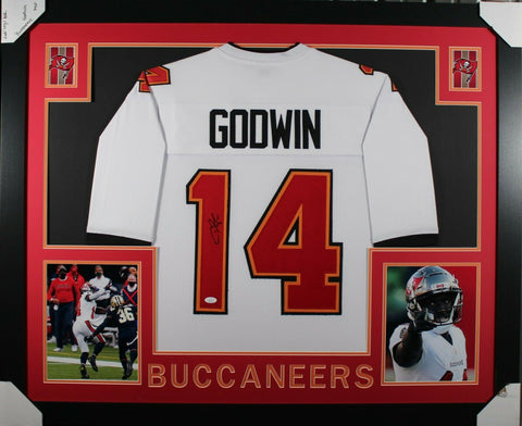 CHRIS GODWIN (Buccaneers white SKYLINE) Signed Autographed Framed Jersey JSA