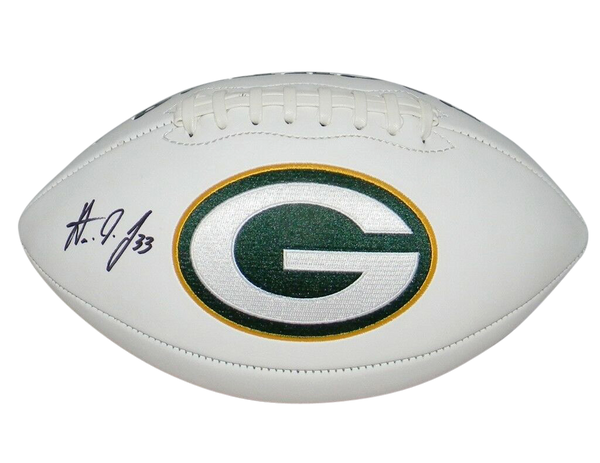 AARON JONES AUTOGRAPHED SIGNED GREEN BAY PACKERS WHITE LOGO FOOTBALL JSA