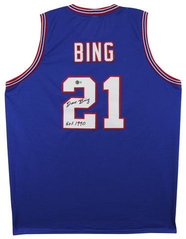 Dave Bing "HOF 90" Authentic Signed Blue Pro Style Jersey BAS Witnessed