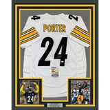 Framed Autographed/Signed Joey Porter Jr. 35x39 Pittsburgh White Jersey JSA COA