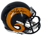 Kurt Warner Autographed Rams Throwback Mini Speed Helmet Beckett