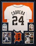 SUEDE FRAMED DETROIT TIGERS MIGUEL CABRERA AUTOGRAPHED SIGNED JERSEY JSA COA