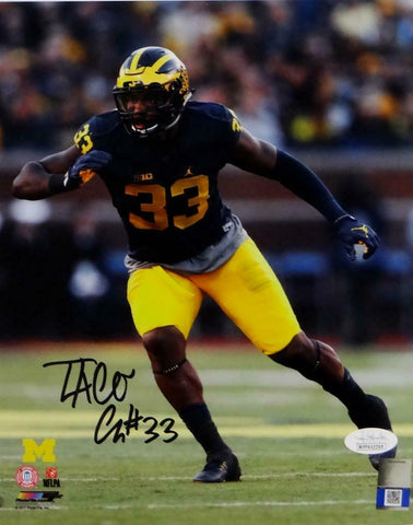 Taco Charlton Autographed Michigan 8x10 PF Close Up Photo - JSA W Auth *Vert