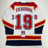 Autographed/Signed Matthew Tkachuk Florida White Retro Hockey Jersey JSA COA