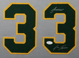 JOSE CANSECO (Athletics A's grey SKYLINE) Signed Autographed Framed Jersey JSA