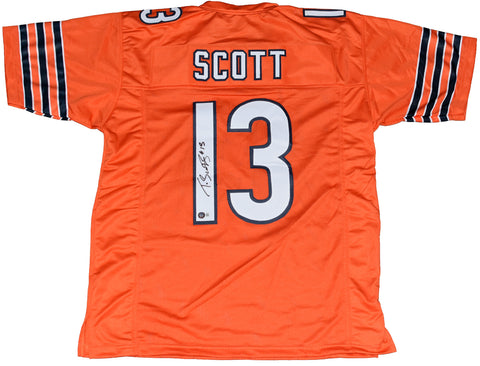 TYLER SCOTT SIGNED AUTOGRAPHED CHICAGO BEARS #13 ORANGE JERSEY BECKETT