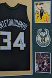 FRAMED MILWAUKEE BUCKS GIANNIS ANTETOKOUNMPO AUTOGRAPHED SIGNED JERSEY JSA COA