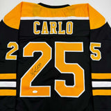 Autographed/Signed Brandon Carlo Boston Black Hockey Jersey JSA COA