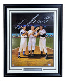 Mickey Mantle Willie Mays Duke Snider Signed Framed 18x24 Lithograph Inscr BAS