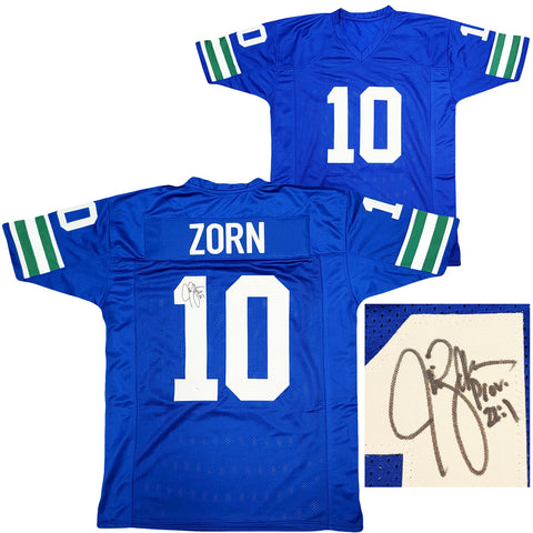 SEATTLE SEAHAWKS JIM ZORN AUTOGRAPHED SIGNED BLUE JERSEY MCS HOLO STOCK #211071