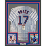 Framed Autographed/Signed Mark Grace 33x42 Chicago Pinstripe Jersey JSA COA