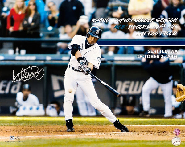 Ichiro Suzuki Signed 16x20 Seattle Mariners MLB Hit Record Photo Suzuki COA