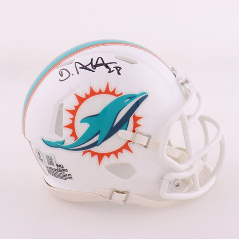 De'Von Achane Signed Dolphins Mini Helmet (Beckett) 2023 3rd Round Pck Texas A&M