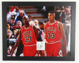 Scottie Pippen Signed Chicago Bulls 18x22 Framed Photo (PSA) w/ Michael Jordan