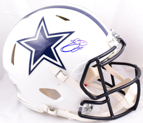 Emmitt Smith Signed F/S Cowboys Flat White Speed Authentic Helmet-Beckett W Holo