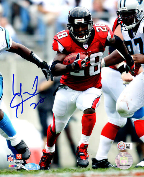 Warrick Dunn Signed Atlanta Falcons Action 8x10 Photo (Steiner)