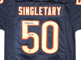 BEARS MIKE SINGLETARY AUTOGRAPHED BLUE JERSEY "HOF 98" BECKETT WITNESS 231045