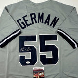 Autographed/Signed Domingo German New York Grey Baseball Jersey JSA COA