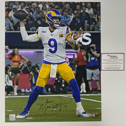 Autographed/Signed Matthew Stafford Los Angeles LA Rams 16x20 Photo Fanatics COA