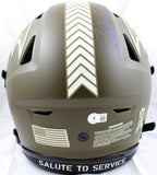 Ray Lewis Signed Ravens F/S Salute to Service Speed Flex Helmet w/2 ins.-BAWHolo