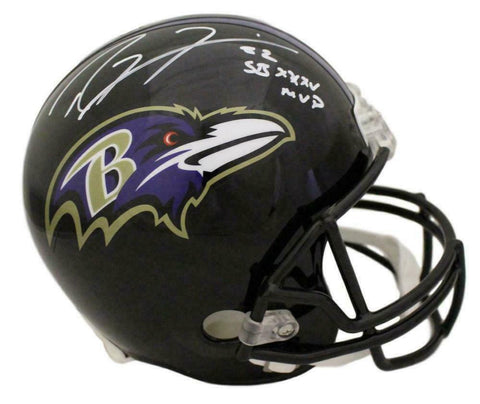 Ray Lewis Autographed/Signed Baltimore Ravens Replica Helmet SB MVP JSA 15473