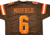 CLEVELAND BROWNS BAKER MAYFIELD AUTOGRAPHED BROWN JERSEY BECKETT BAS QR 201667