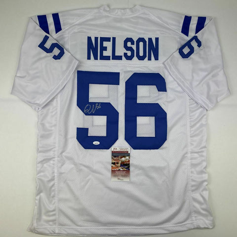 Autographed/Signed QUENTON NELSON Indianapolis White Football Jersey JSA COA