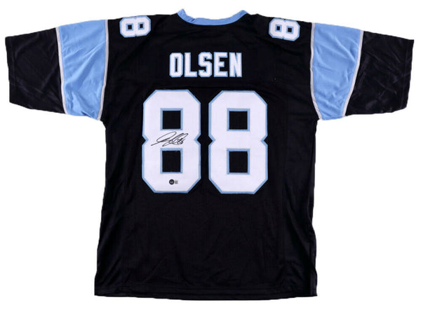 GREG OLSEN AUTOGRAPHED SIGNED CAROLINA PANTHERS #88 BLACK JERSEY BECKETT