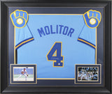 Paul Molitor Authentic Signed Light Blue Pro Style Framed Jersey Autographed BAS