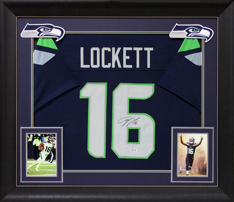 Tyler Lockett Authentic Signed Navy Blue Pro Style Framed Jersey BAS Witnessed