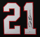 Deion Sanders Autographed Atlanta Falcons Framed Black XL Jersey BAS 31054