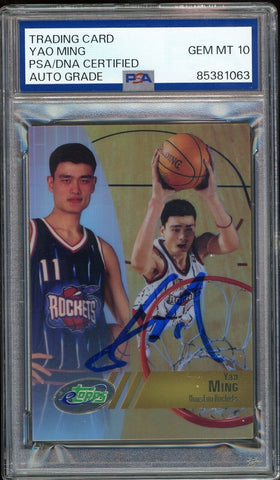 2002-03 eTopps #53 Yao Ming RC Rookie On Card PSA/DNA Auto GEM MINT 10