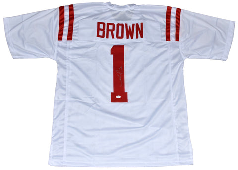 AJ BROWN AUTOGRAPHED SIGNED MISSISSIPPI OLE MISS REBELS #1 WHITE JERSEY JSA