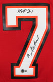 Buccaneers John Lynch "3x Insc" Signed Red M&N TB Jersey BAS Witnessed