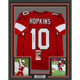 FRAMED Autographed/Signed DEANDRE HOPKINS 33x42 Arizona Red Jersey JSA COA Auto