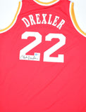 Clyde Drexler Autographed Red Pro Style Jersey - Beckett W Hologram *Black