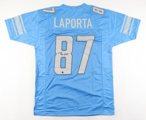 Sam LaPorta Signed Detroit Lions Jersey (Beckett) 2023 2nd Round Pick / Iowa